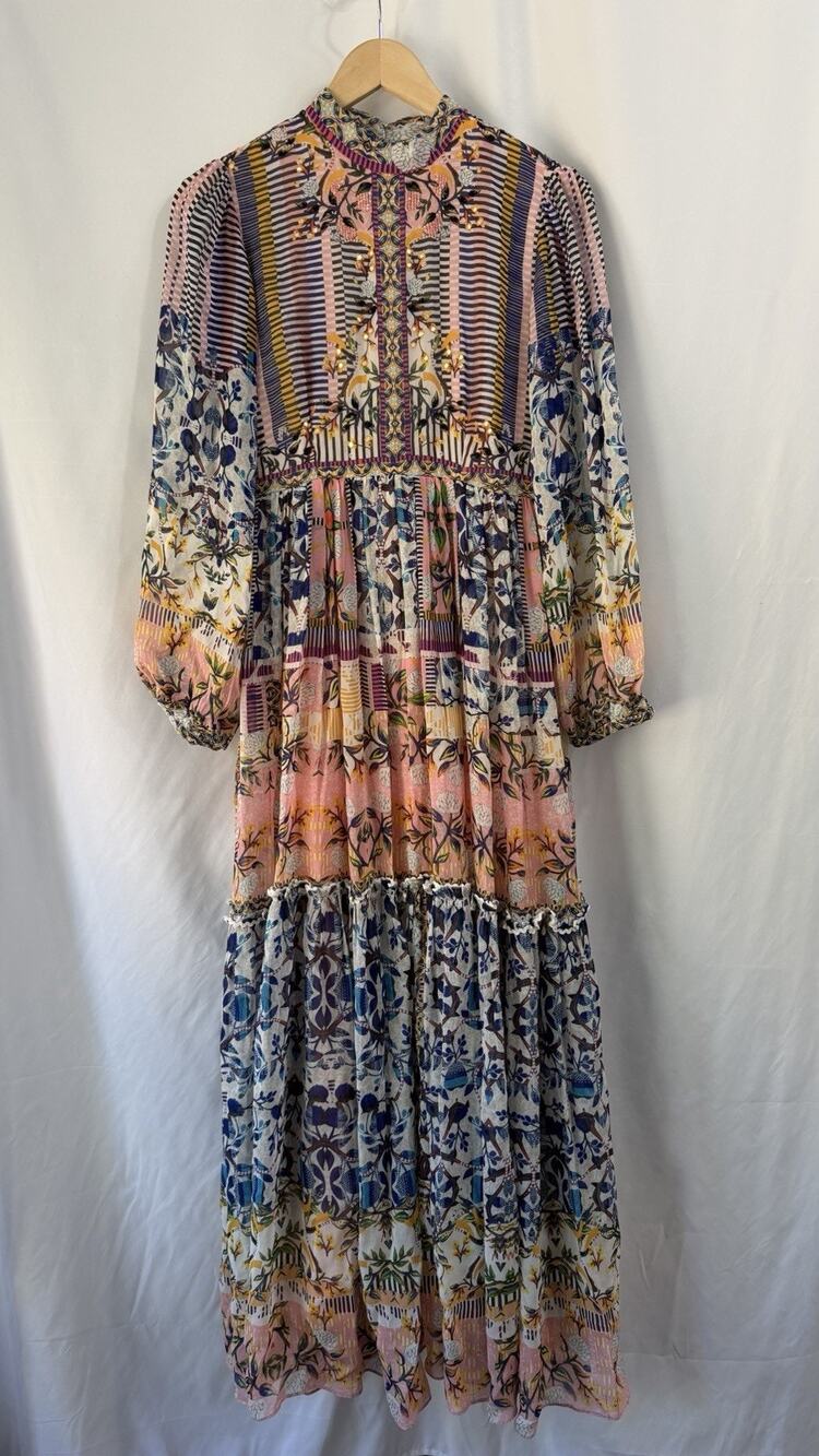 Bhanuni by Jyoti Size 4 Anthropologie Anastasia Beaded Boho Maxi Dress Peasant